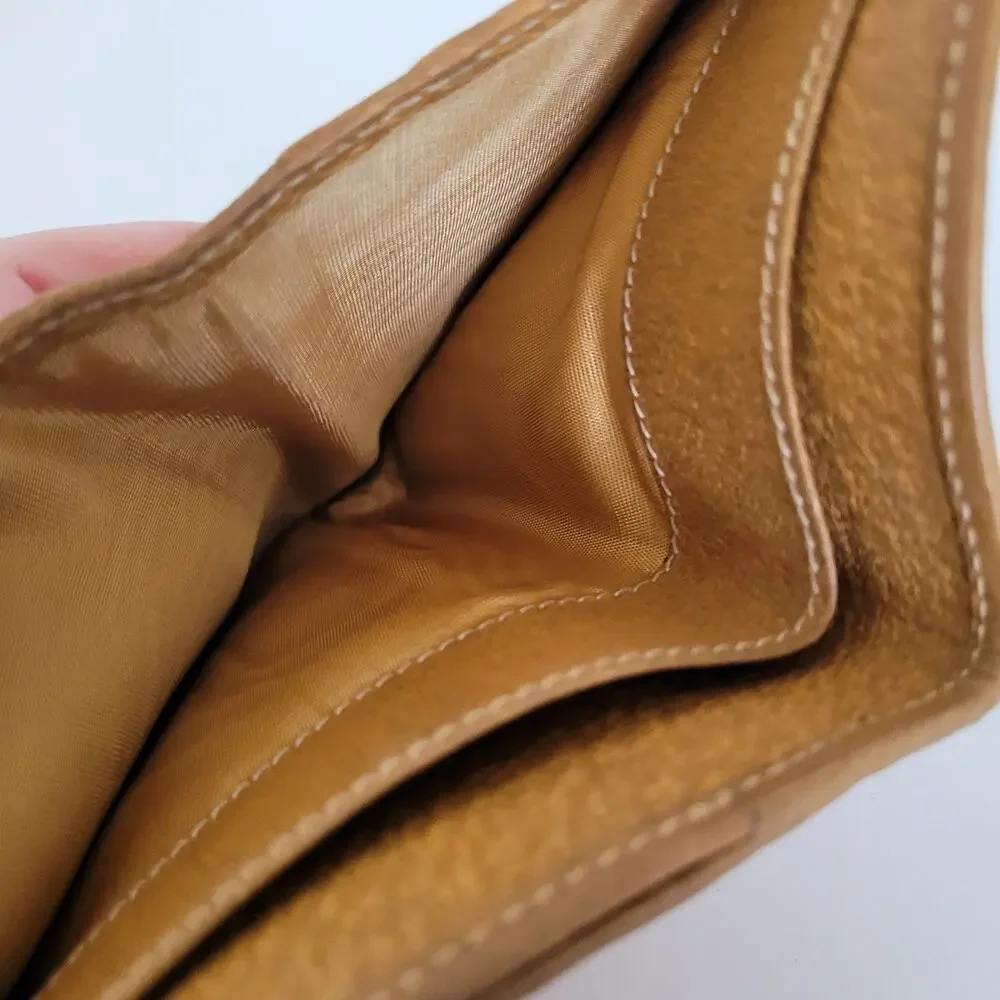Vintage‎ Gucci Bi-Fold Wallet Tan Leather & Canvas Made in Italy Snap Closure